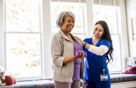 Woman staying healthy as a retiree