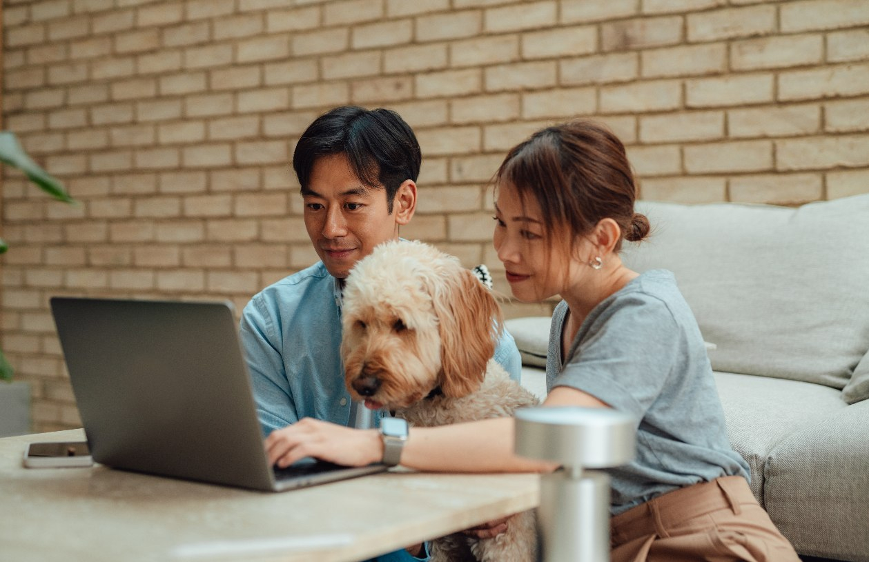 Family looking at their yearly finances 